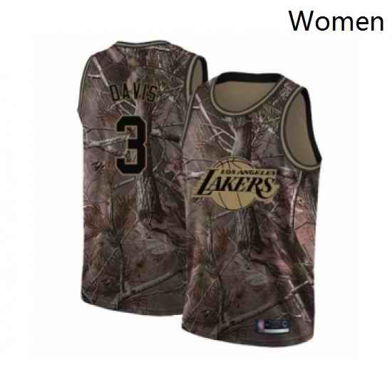 Womens Los Angeles Lakers 3 Anthony Davis Swingman Camo Realtree Collection Basketball Jersey